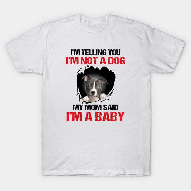 Pitbull I'm Telling You I'm Not A Dog My Mom Said I'm A Baby T-Shirt by cobiepacior